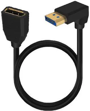 BUCIER 2ft 32.4Gbps 8K@60Hz DisplayPort Extension Cable, Up Angle Male to Female DP 1.4 Extender Adapter Ultra HD Cable for HDTV Laptop Monitor Projector PS4 PS5, Support 4K@144Hz 2K@165Hz