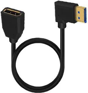 BUCIER 2ft 32.4Gbps 8K@60Hz DisplayPort Extension Cable, Left Angle Male to Female DP 1.4 Extender Adapter Ultra HD Cable for HDTV Laptop Monitor Projector PS4 PS5, Support 4K@144Hz 2K@165Hz
