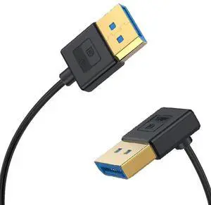 BUCIER 1ft DisplayPort UHD Silicone Cable, OD 3.8mm Ultra Thin HDMI DisplayPort 1.4V Cord, Down Angle Male to Straight Male DP 32.4Gbps Ultra High Speed Cable, 8K@60Hz