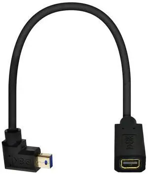 BUCIER 12 Inch 32.4Gbps 8K@60Hz Mini DisplayPort Extension Cable, Right Angle Male to Female Mini DP 1.4 Extender Adapter UHD Cable for HDTV Laptop Monitor Projector PS4 PS5, Support 4K@144Hz 2K@165Hz