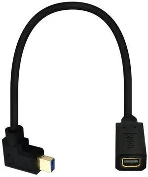 BUCIER 12 Inch 32.4Gbps 8K@60Hz Mini DisplayPort Extension Cable, Left Angle Male to Female Mini DP 1.4 Extender Adapter UHD Cable for HDTV Laptop Monitor Projector PS4 PS5, Support 4K@144Hz 2K@165Hz