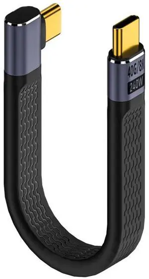 BUCIER 40Gbps USB Type C Cable, Straight Male to 90 Degree Left & Right Angle Male USB C Cable, 240W PD QC Cord for Thunderbolt 4/3, 8K@60Hz, 0.39ft
