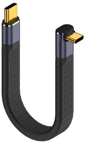 BUCIER 40Gbps USB Type C Cable, Straight Male to 90 Degree Up & Down Angle Male USB C Cable, 240W PD QC Cord for Thunderbolt 4/3, 8K@60Hz, 0.39ft