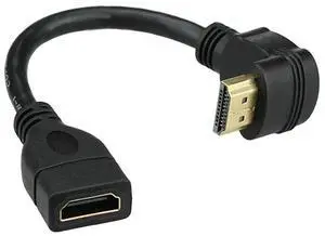 BUCIER HDMI Extension Cable - High Speed 90-Degree Angle HDMI Male to Female Extension Wire Cord - Gold Plated Plugs, Black (0.5FT) BUCIER HDMI Extension Cable - High Speed 90-Degree Angle HDMI Male to Female Extension Wire Cord - Gold Plated Plugs, Black (0.5FT)