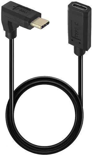 BUCIER 3.3ft 3A & 10Gbps USB 3.1Type C Extension Cable, Up & Down Angle USB C Male to Female Extender 4K@60hz AV Monitor Cord, Sync Charging & Data Transferring High Speed Cable, Gold-Plated Plugs
