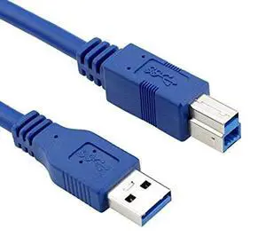 BUCIER USB 3.0 Cable - Type A-Male to Type B-Male - 2 Feet (0.6 Meters) - Round Blue