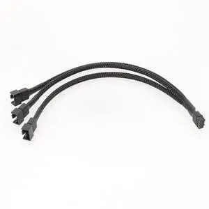 4Pin 1 to 3 Ways PWM Fan Splitter Cable Sleeved Fan Power Exion Cable 4Pin Female to 3X 4Pin Male,3 Way 4 Pin PWM Fan Splitter Cable 12 Inches, PC Fan Splitter 1 to 3 Converter, PC Fan Extension Cable