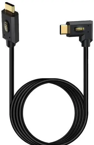 BUCIER 2ft Bidirectional USB 4.0 Type C Cable, 40Gbps Data, 240W PD Charging, 8K@60Hz Video, Straight to Left Right Angle Male Cord for Thunderbolt 4/3, Smartphones, Laptops, Monitor, Gaming Console