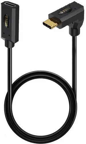 BUCIER 2ft 40Gbps USB 4.0 Type C Extension Cable, Straight Female to Up & Down Angle Male 240W 5A PD USB C 4.0 Cord for Smartphones, Laptops, Thunderbolt 3, Support 8k@60Hz