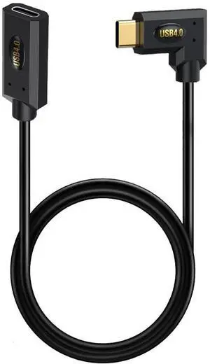 BUCIER 2ft 40Gbps USB 4.0 Type C Extension Cable, Straight Female to Left & Right Angle Male 240W 5A PD USB C 4.0 Cord for Smartphones, Laptops, Thunderbolt 3, Support 8k@60Hz