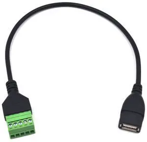 BUCIER 12 Inch USB 2.0 5 Pin Female Terminal Block Cable, USB Extension Plug Bolt Screw Solderless Terminal Adapter Connector Charging and Data Transfer Cord