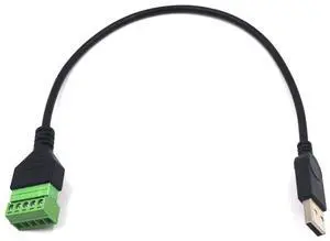 BUCIER 12 Inch USB 2.0 5 Pin Male Terminal Block Cable, USB Plug Bolt Screw Solderless Terminal Adapter Connector Charging and Data Transfer Cord