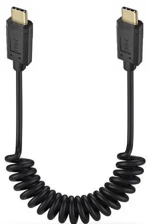 BUCIER 6 Feet 3A & 10Gbps USB 3.1 Type C Coiled Cable, Straight Male to Straight Male USB C Sync Charging & Data Transferring High Speed Spring Spiral Cord, 4K@60hz AV Monitor Cable