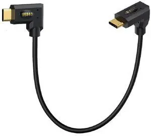 BUCIER 1ft Bidirectional USB 4.0 Type C Cable, 40Gbps Data, 240W PD Charging, 8K@60Hz Video, Left & Right to Up Down Angle Male Cord for Thunderbolt 4/3, Smartphones, Laptops, Monitor, Gaming Console