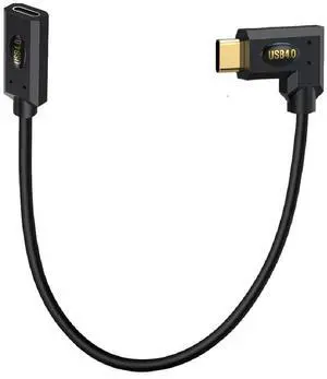 BUCIER 1ft 40Gbps USB 4.0 Type C Extension Cable, Straight Female to Left & Right Angle Male 240W 5A PD USB C 4.0 Cord for Smartphones, Laptops, Thunderbolt 3, Support 8K@60Hz