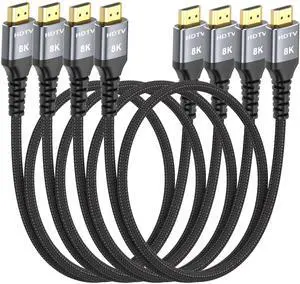 BUCIER 8K HDMI Cable 3FT 4-Pack, High Speed 48Gbps HDMI 2.1 Cord for Neat, Support HDR10+, SBTM, QMS, CEC, HDCP 2.3 for TV, Monitor, Computer, Laptop, HDMI Switch, HDMI Splitter, HUB, KVM, Projector