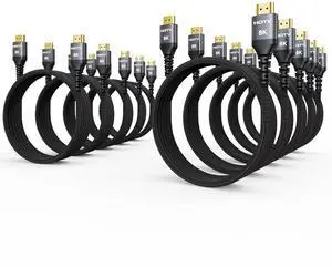 8K HDMI Cable 6FT 10-Pack, High Speed 48Gbps HDMI 2.1 Cord, Support 8K@60Hz & 4K@120Hz, HDR10+, SBTM, 12bit, 3D, eARC, Dolby Atmos, DTS:X, HDCP 2.3 for TV, Monitor, Apple TV, Roku, Soundbar, PS5, Xbox 8K HDMI Cable 6FT 10-Pack, High Speed 48Gbps HDMI 2.1 Cord, Support 8K@60Hz & 4K@120Hz, HDR10+, SBTM, 12bit, 3D, eARC, Dolby Atmos, DTS:X, HDCP 2.3 for TV, Monitor, Apple TV, Roku, Soundbar, PS5, Xbox