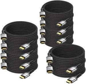 BUCIER 8K HDMI Cable 10 FT 10-Pack, HDMI 2.1 Gaming Cord, Support 8K@60Hz, 4K@120Hz, Dynamic HDR10+, SBTM, VRR, QFT, ALLM, 3D, HDCP 2.3 for PS5, Xbox, Nintendo Switch, TV, PC, Monitor, Graphics Card
