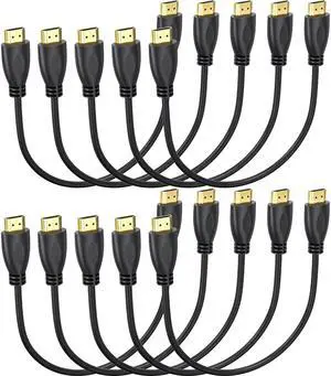 BUCIER HDMI Cable 1FT 10-Pack, 4K UHD HDMI 2.0 Cable Male to Male Adapter for ARC & CL3 Rated | for Laptop, Monitor, PS5, PS4, Xbox One, Fire TV, etc
