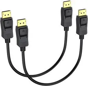 BUCIER DisplayPort Cable 1 FT 2-Pack, (Display Port) DP to DP Male to Male Cord, Gold-Plated, Supports 4K@60Hz, 2K@165Hz Compatible for Monitor, Computer, Laptop, Graphics Card, Docking Station
