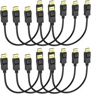 BUCIER DisplayPort Cables 1 FT 10-Pack, (Display Port) DP to DP Male to Male Cord, Gold-Plated, Supports 4K@60Hz, 2K@165Hz Compatible for Monitor, Computer, Laptop, Graphics Card, Docking Station
