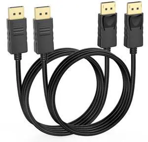 BUCIER DisplayPort Cables 6FT, 2-Pack, DPDisplay Port Male to Male Cord Gold-Plated, Supports 4K@60Hz, 2K@144Hz Compatible for Computer, Laptop, Graphics Card, Docking Station