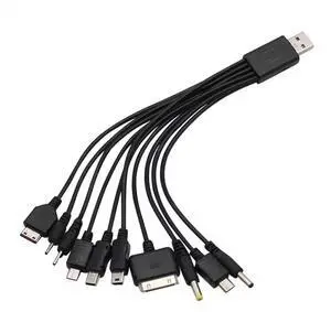 BUCIER 10 in 1 Multi Charging Cable, Universal Multiple Charging Cord Cable with 10 Ports for Cell Phones Speaker MP3 MP4 & More