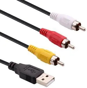 BUCIER USB to RCA Cable 5FT, USB 2.0 A Female to 3 RCA Female Adapter Cord AV Composite Cord for DVDs, Digital Cameras, Camcorder Connecting to TV/PC/Computer