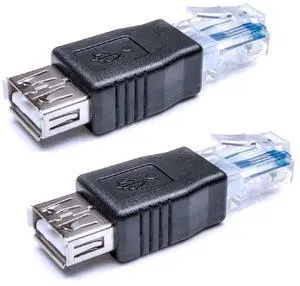 BUCIER 2 Pack Ethernet to USB Adapter, USB to Ethernet Adapter, RJ45 Ethernet Male to USB Female Converter, USB to RJ45 Connector for ADSL Modem, Router, Camera with Network Function