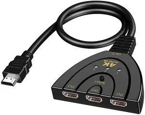BUCIER HDMI Splitter Adapter Cable, 1080P HDMI Splitter 3 in 1 Out, HDMI Male to 2 HDMI Female 1 to 2 Way Splitter Cable for HDTV, LCD Monitor and Projectors