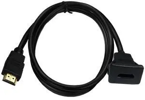 BUCIER HDMI Square Flush Mount Cable, HDMI Male to Female Mount Extension Cable, Dash Flush Panel Mount Cable for Car, Boat and Motorcycle 1M/3Ft