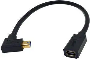 BUCIER Mini DisplayPort Extension Cable, 1FT 90 Degree Mini DisplayPort (Mini DP) Male to Female 8K 1.4 Video Extension Cord with HBR2 support for with Mini DP PC/Laptop (Right Angle)