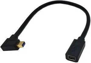 BUCIER Mini DisplayPort Extension Cable, 1FT 90 Degree Mini DisplayPort (Mini DP) Male to Female 8K 1.4 Video Extension Cord with HBR2 support for with Mini DP PC/Laptop (Left Angle)