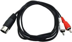BUCIER DIN 5 Pin to RCA Cable, 5ft/1.5m 5-Pin Din Male Plug to 2-RCA Male Audio Adapter Cable for Electrophonic Bang & Olufsen, Naim, Quad.Stereo Systems (DIN 5P M-2RCA M)