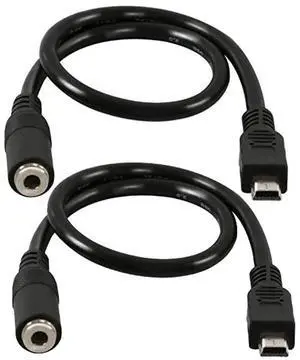 BUCIER (2-Pack) Mini USB Male to 3.5mm Female Audio Cable for Active Clip Mic Microphone Adapter Cord-1Feet
