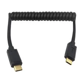 BUCIER Coiled USB 3.1 Type C Cable, USB-C Male to Male Spring Spiral, 3A 10Gbps Fast Charging, Data Extension, Stretched 1.2M (M/M)