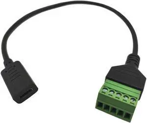 BUCIER USB C Terminal,USB Type C Female to 5 Pins Screw Terminal Solderless Charging and Data Transfer Converter Adapter Extension Cord 1Ft(Type C Female)