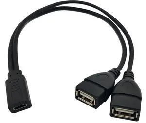 BUCIER USB C Splitter Charge Cable,1 Feet USB Type C Female to 2 Dual USB Female Y Splitter Conversion Charging Cable(Only for Charging)