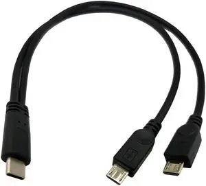 BUCIER USB C Splitter Charge Cable,1 Feet USB Type C Male to 2 Dual Micro USB Male Y Splitter Extension Charging Cable(Only for Charging) (Type C Male to 2* Micro USB Male)