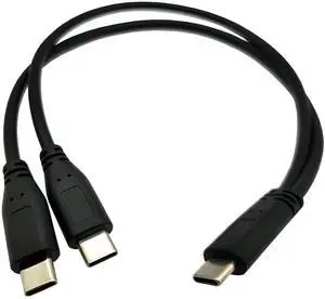 BUCIER USB C Splitter Charge Cable, 1 Feet USB Type C Male to 2 Dual USB Type C Male Y Splitter Extension Charging Cable (Only for Charging)