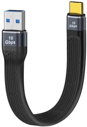 BUCIER USB to USB C Flat Cable 10Gbps Type C Charger Cable Flat 100W 20V 5A Support Audio & Video 4K@60Hz, for Phones,Laptops,PC (A Male to C Male, 13 cm)
