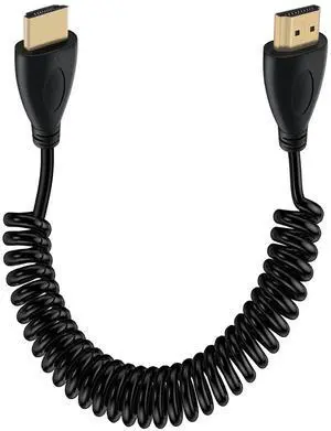 BUCIER Coiled HDMI Cable 4K @ 60Hz HDMI Cable High Speed 3D, ARC, Ethernet, for Laptop, Monitor, PS5, PS4, Xbox One, Fire TV, PC (Black 0.5-2m)