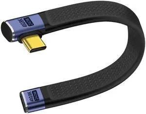 BUCIER 90 Gegree USB C Extension Cable 40Gbps Flat USB C Extension Cable 240W 48V 5A Support Audio & Video 8K@60Hz, for Phones, Laptops, PC (Left Right Bent, 13 cm)