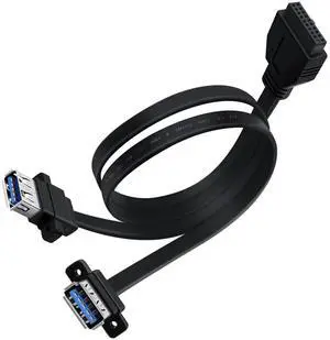 BUCIER USB 3.0 Front Panel Cable 5Gbps USB 3 0 Header Extension Cable 19/20 Pin USB 3.0 Front Panel Extension with Panel Mount Holes (80 cm)