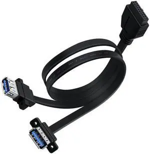 BUCIER USB 3.0 Front Panel Cable 5Gbps USB 3 0 Header Extension Cable 19/20 Pin USB 3.0 Front Panel Extension with Panel Mount Holes (50 cm)