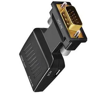 BUCIER VGA to HDMI Adapter  1080p VGA Male to HDMI Female Video Audio Converter with USB Cable and 35mm Audio Cable for  PC Monitor Projector TV