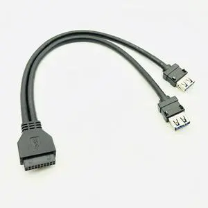 BUCIER USB3.0 Cable USB Connector for PC Front Panel USB Hub USB 3.0 20pin Header Dual Port USB3 Adapter Fixed Foot for DIY Panel Mount