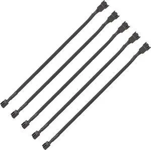 BUCIER PWM Fan Extension Cable - 10.5 inch PC Fan Extension Cable Compatible with ATX Case 3 Pin & 4 Pin Cooling Fans. Durable Black Nylon Braided Case Fan Extension Cable (5 Pack)