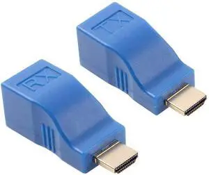 BUCIER HDMI Extender Adapter HDMI to RJ45 Ethernet Network Converter Over by Cat5-e/6 Cable Splitter 1080p up to 30m/98ft Repeater for HDTV HD TV DVD PS4 STB
