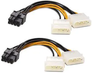 BUCIER (2-Pack) 8-Pin PCIe to Molex (2x) Power Cable 4 InchesParent